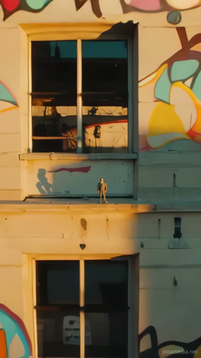 Fragile Giants Among Ruins - Street Art AI stock